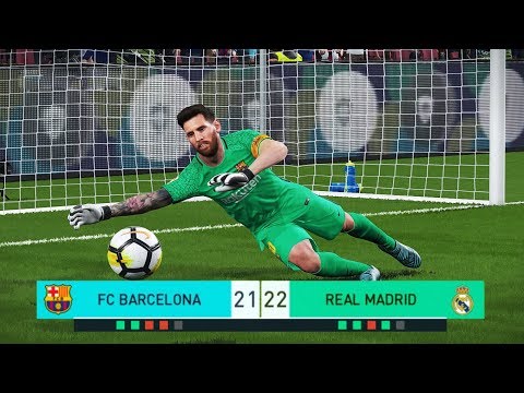 PES 2018 | goalkeeper L.MESSI vs goalkeeper C.RONALDO | Penalty Shootout | Barcelona vs Real Madrid