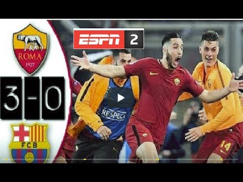 Roma 3 VS Barcelona 0 ( ELIMINACIÓN HISTÓRICA )Goles/4tos Champions league 2018