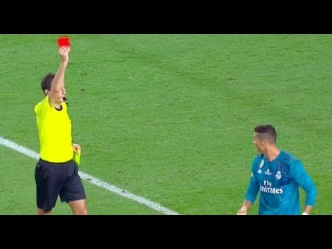 Cristiano Ronaldo RED CARD then Pushes Referee  ( Barcelona 1-3 Real Madrid )