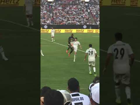 Fan runs on field at Real Madrid vs Juventus game in Fedex Field