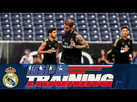 Real Madrid train at the NRG Stadium in Houston