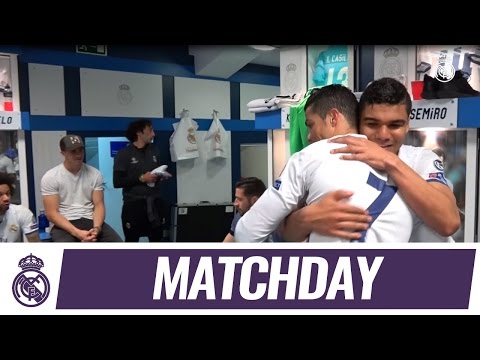 Cristiano's Bayern hat-trick celebrations in the dressing room!