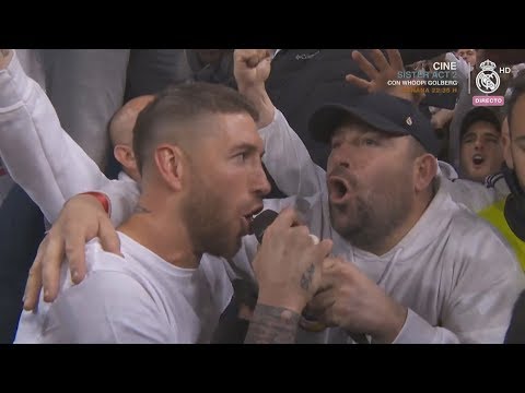 SERGIO RAMOS SINGS WITH FANS AFTER REAL MADRID vs BAYERN MUNCHEN
