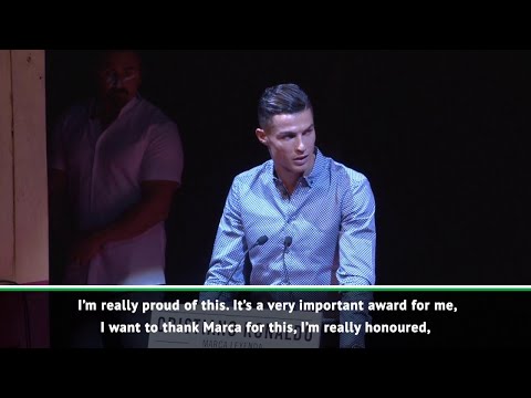 Cristiano Ronaldo gives his thanks after winning Marca Legend award